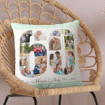 60. Geburtstag Nr. 60 Foto Collage Mint Green Kissen<br><div class="desc">Personalisiertes 60. Geburtstagsgeschenk. Dieses dekorative Kissen hat eine gepflegte Collage aus Foto, die in eine Zahl 60 geformt ist, mit minzgrünen Streifen und dunkelgrauer Typografie. Die Vorlage ist für Sie bereit, um Ihren Namen und Geburtsdatum sowie Ihre Fotos hinzuzufügen. Sie können bis zu 15 verschiedene Fotos Ihrer Wahl zusammenstellen -...</div>