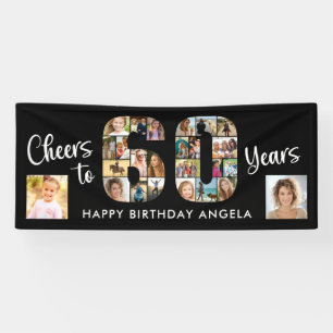 60. Geburtstag Nummer 60 Fotocollage Cheers Banner
