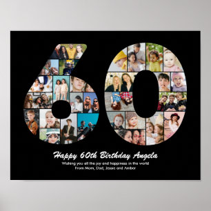 60. Geburtstag Nummer 60 Fotocollage Geschenk Poster