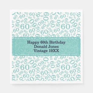 60. Geburtstag Nummer Muster Aquamarin und White N Serviette