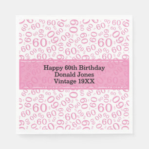 60. Geburtstag Nummer Muster Pink und White Napkin Serviette