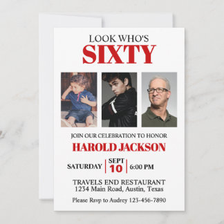60. Geburtstag oder jedes Alter Geburtstag Foto Ei Einladung