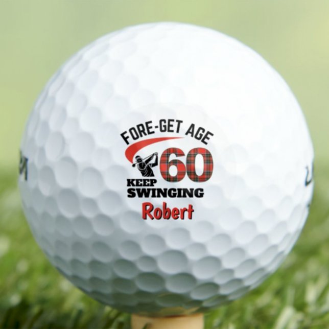 60. Geburtstag Onkel Geschenk - Rotes Kariertes Ve Golfball (Von Creator hochgeladen)