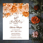 60. Geburtstag Orange Rose Blumenkohl Party Einladung<br><div class="desc">Lade deine Freunde und Lieben zu deiner 60. Geburtstagsfeier mit dieser eleganten orangefarbenen Rose ein.</div>