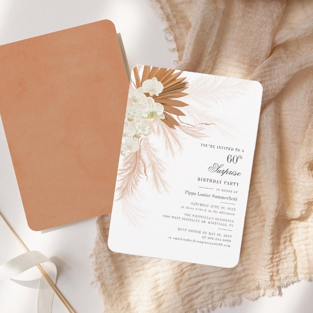 60. Geburtstag Pampas Grass Party Einladung (60th Birthday Pampas Grass Party Invitation)