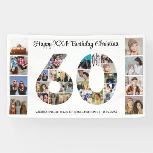 60. Geburtstag Party Nummer 60 FotoCollage Banner