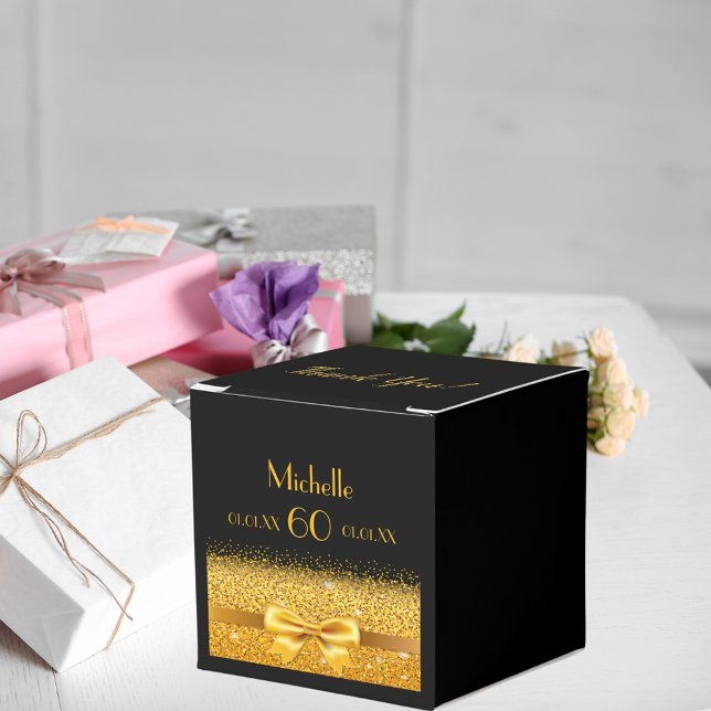 60. Geburtstag Party schwarzes Gold Vielen Dank Geschenkschachtel (Von Creator hochgeladen)