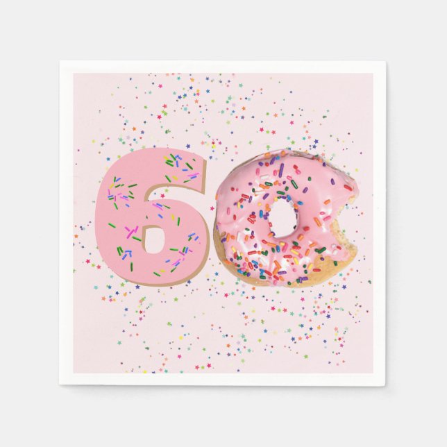 60. Geburtstag Pink Donut Serviette (Vorderseite)
