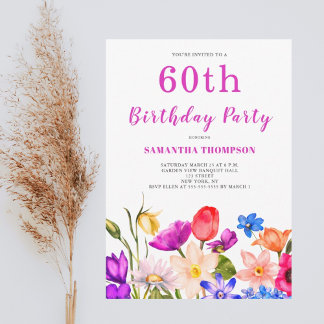 60. Geburtstag Pink Floral Einladung