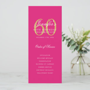 60. Geburtstag Programm Gold Hot Pink Vielen Dank