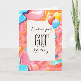 60. Geburtstag Psychedelic 3D Abstrakt Karte