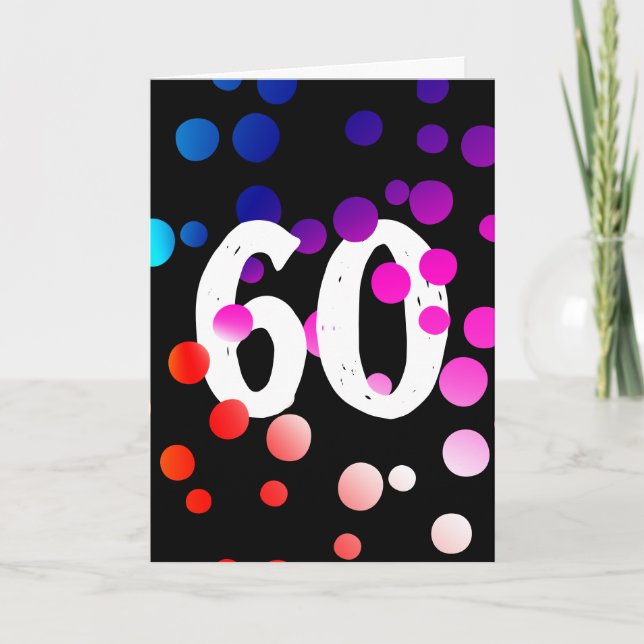 60. Geburtstag: Rainbow Dots auf Black Card Karte (Vorderseite)