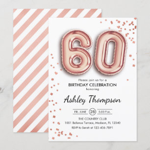 60. Geburtstag - Rose Gold Balloons Einladung