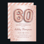 60. Geburtstag - Rose Gold Balloons Einladung<br><div class="desc">60. Geburtstagsfeier Einladung. Elegantes Design in Imitate Glitzer Rose Gold. Die Einladungs-Karte verfügt über Rose Gold Nummer 60 Ballons und Skript-Schriftart. Ideal für eine stilvolle Feier. Nachricht,  wenn du ein Alter brauchst.</div>