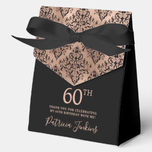 60. Geburtstag Rose Gold Damast Dankeschön Geschenkschachtel