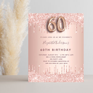 60. Geburtstag Rose Gold Glitzer Einladung Flyer