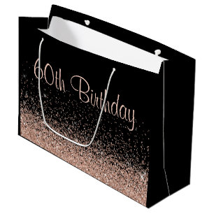 60. Geburtstag Rose Gold Glitzer Große Geschenktüte
