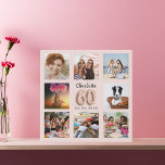 60. Geburtstag Rose Gold rosa Custom Foto Collage Künstlicher Leinwanddruck<br><div class="desc">Ein einzigartiges Geschenk für einen 60. Geburtstag, das ihr Leben mit einer Collage von 8 eigenen Fotos, Bildern feiert. Personalisieren und fügen Sie ihren Namen und ein Datum. Eine schicke Rose Gold, rötlich rosa Hintergrund. Der Name ist mit einem modernen handgeschriebenen Stil-Skript geschrieben, Nummer 60 mit einem Schriftart im Ballonstil....</div>