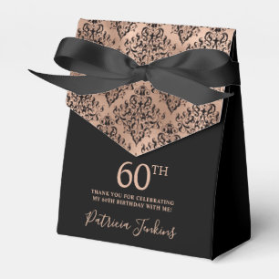 60. Geburtstag Roségold Damast Dankeschön Geschenkschachtel