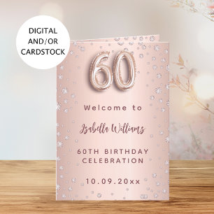 60. Geburtstag Roségold Diamanten Willkommen Menü Einladung