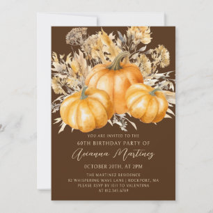 60. Geburtstag Rustic Boho Pumpkin Fall Foliage Einladung