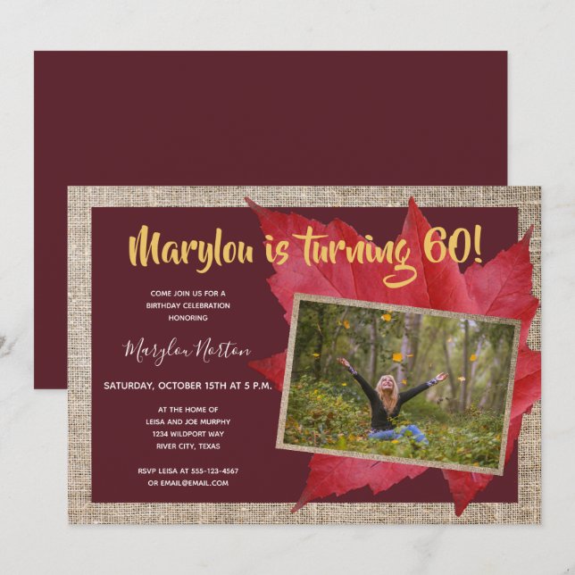 60. Geburtstag Rustikales Foto Party Einladung (Vorne/Hinten)