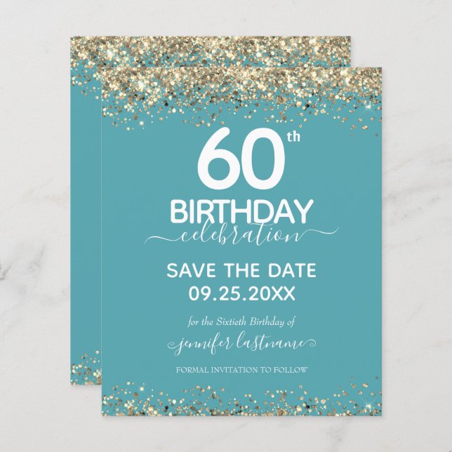 60. Geburtstag Save the Date Einladung (Vorne/Hinten)
