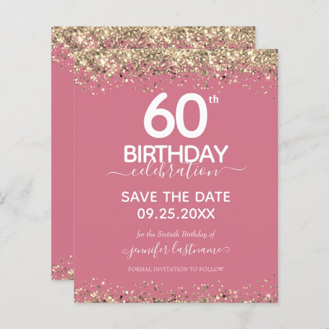 60. Geburtstag Save the Date Einladung (Vorne/Hinten)