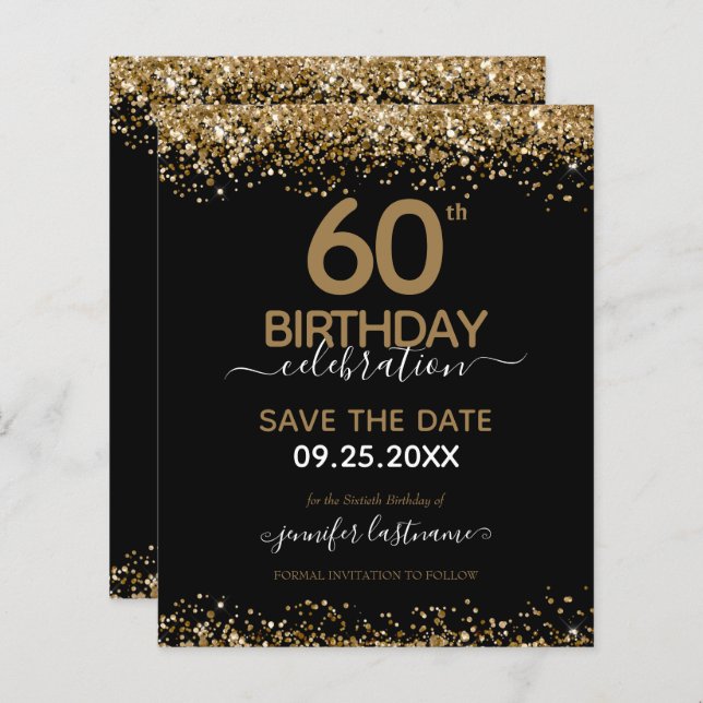 60. Geburtstag Save the Date Einladung (Vorne/Hinten)