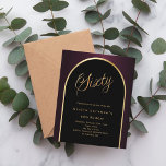 60. Geburtstag schwarz bordeauxrot goldene Bogen E<br><div class="desc">Eine elegante Einladung zum 60. Geburtstag. Schwarz und bordeauxrot mit goldenem Bogen auf der Vorderseite. 1 Blatt = 1 Einladung mit Druckkante bis Kante.</div>