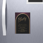 60. Geburtstag schwarz bordeauxrot goldener Bogen  Magneteinladung<br><div class="desc">Eine elegante magnetische Einladung zum 60. Geburtstag. Schwarz und bordeauxrot mit goldenem Bogen auf der Vorderseite.</div>