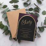 60. Geburtstag schwarz burgundy Gold arch Skript Einladung<br><div class="desc">Eine elegante Einladung zum 60. Geburtstag. Schwarz und bordeauxrot mit goldenem Bogen auf der Vorderseite.</div>