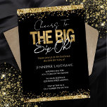 60. Geburtstag Schwarz und Gold Einladung<br><div class="desc">Eleganter Imitat Gold Glitzer mit schimmernden Konfetti Highlights auf der Ober- und Untergrenze. Alle Texte sind individuell einstellbar und lassen sich für Ihr eigenes Party leicht ändern. Sehr elegantes Design aus dem 60. Jahrhundert. Die großen Sechs Oh!</div>