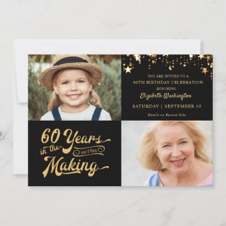 60. Geburtstag Schwarzes Gold Dann & Jetzt Fotos S Einladung