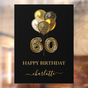 60. Geburtstag Schwarzes Gold Leopard Namenskript Fensteraufkleber