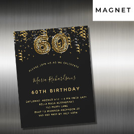 60. Geburtstag schwarzes goldenes Leopardenmuster Magneteinladung