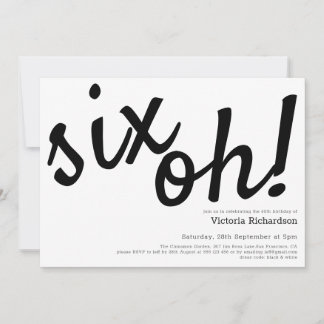 60. Geburtstag Sechs Oh! Minimalistisch Schwarz-we Einladung