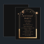 60. Geburtstag sechzig Celestial Black Gold Astron Einladung<br><div class="desc">60. Geburtstag Sixty Celestial Mystical Black Gold Sun Moon Astronomie Einladungen Einladungen bietet Gold Sonne,  Mond und Sterne mit einem goldenen Rahmen auf einem schwarzen Hintergrund. Im Inneren finden Sie Ihre persönlichen Informationen zur Geburtstagseinladung. Entworfen für Sie von Evco Studio. Anzeigen der koordinierenden Auflistung unter www.zazzle.com/store/evcostudio</div>