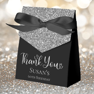 60. Geburtstag Silber Glitter Danke Geschenkschachtel