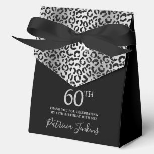 60. Geburtstag Silber Leoparden-Druck Danke Geschenkschachtel