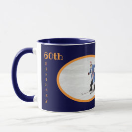 60. Geburtstag Text Foto Vorlage Blue Orange Fun Tasse