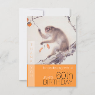 60. Geburtstag Vielen Dank an den japanischen Affe Dankeskarte