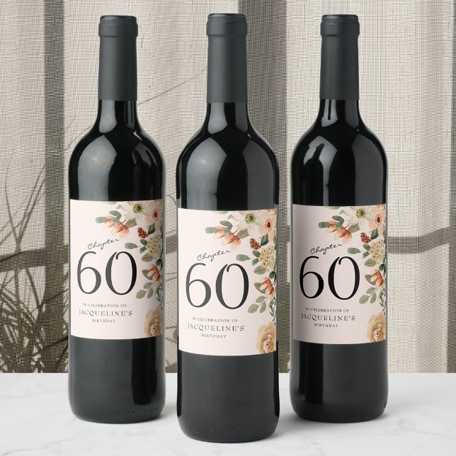60. Geburtstag Vintag Weinetikett (60th Birthday Vintage Floral Wine Label
Transform any wine bottle into a memorable keepsake)