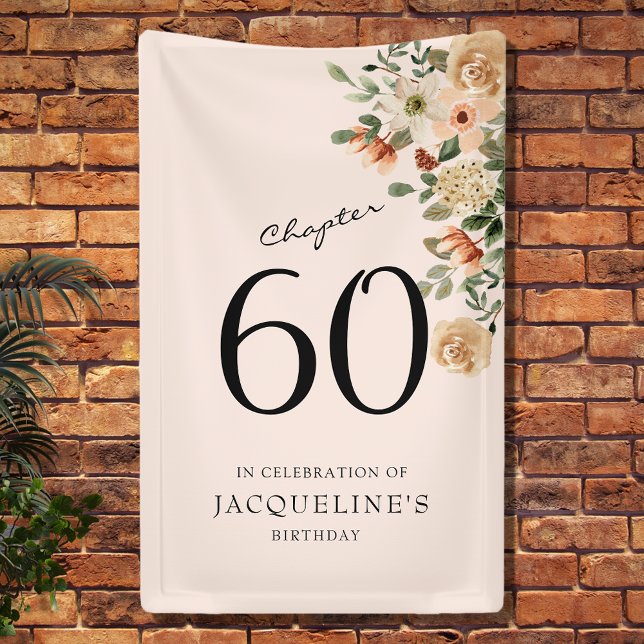 60. Geburtstag Vintage Blumen Banner (Our elegant 60th Birthday vintage floral banner from Zazzle can transform your party's atmosphere.)