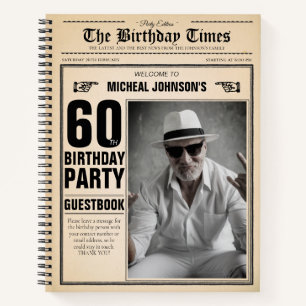 60. Geburtstag Vintage Zeitung Custom Gästebuch Notizbuch