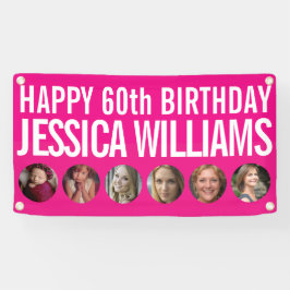 60. Geburtstag weißrosa sechs Foto Kreisen Banner