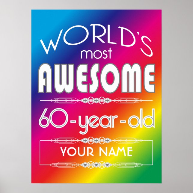 60. Geburtstag Welten Beste Fabelous Regenbogen Poster (Vorne)