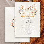 60. Geburtstag White Pumpkin Herbstlaubs Elegant Einladung<br><div class="desc">Elegante,  weiße Kürbisse sind in roten,  orangefarbenen und salzgrünen Blätter und Wildblumen eingebettet.</div>