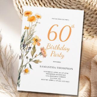 60. Geburtstag Wildblume Einladung