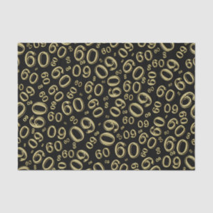 60. Geburtstags-cooles Zahl-Muster-Gold/Schwarzes Seidenpapier